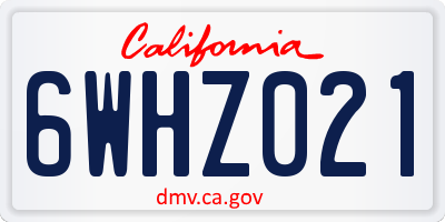 CA license plate 6WHZ021