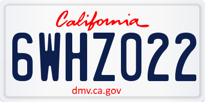 CA license plate 6WHZ022