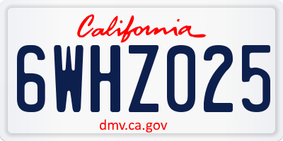 CA license plate 6WHZ025