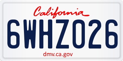 CA license plate 6WHZ026