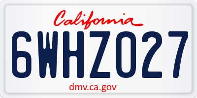 CA license plate 6WHZ027
