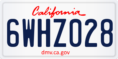 CA license plate 6WHZ028