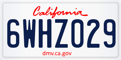 CA license plate 6WHZ029