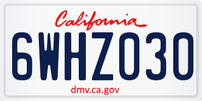 CA license plate 6WHZ030
