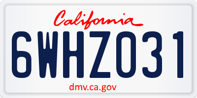 CA license plate 6WHZ031