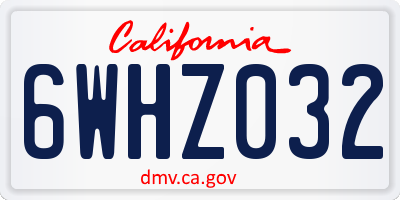 CA license plate 6WHZ032