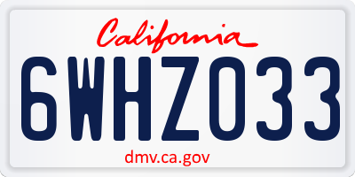 CA license plate 6WHZ033