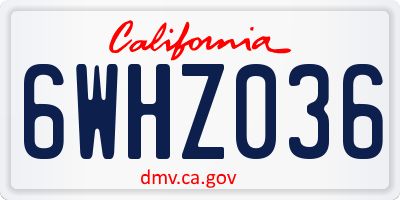 CA license plate 6WHZ036