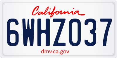 CA license plate 6WHZ037