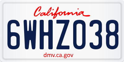 CA license plate 6WHZ038