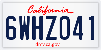 CA license plate 6WHZ041
