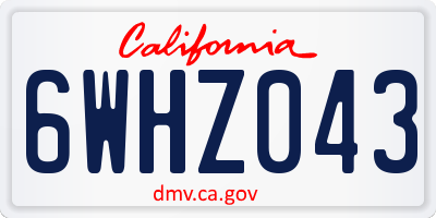 CA license plate 6WHZ043