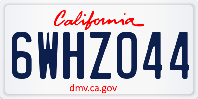 CA license plate 6WHZ044