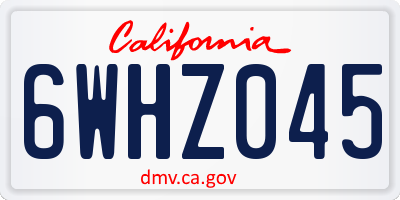 CA license plate 6WHZ045