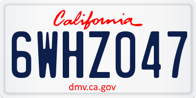CA license plate 6WHZ047