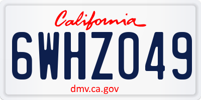 CA license plate 6WHZ049