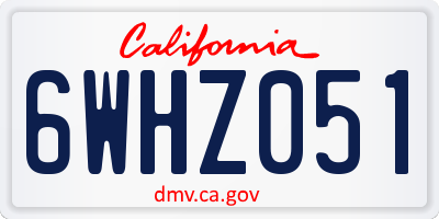 CA license plate 6WHZ051