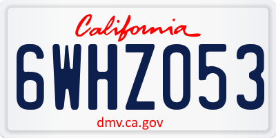CA license plate 6WHZ053