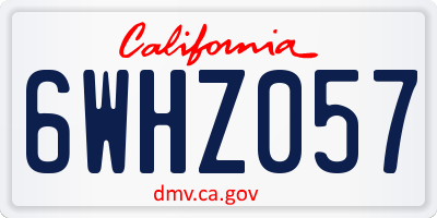 CA license plate 6WHZ057