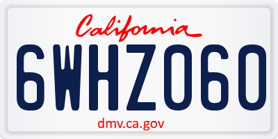 CA license plate 6WHZ060