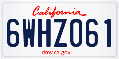 CA license plate 6WHZ061