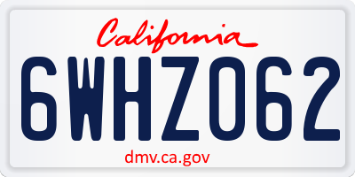 CA license plate 6WHZ062