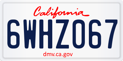 CA license plate 6WHZ067