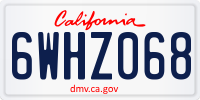 CA license plate 6WHZ068