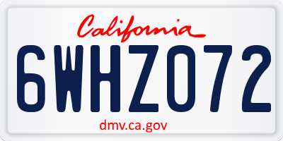 CA license plate 6WHZ072