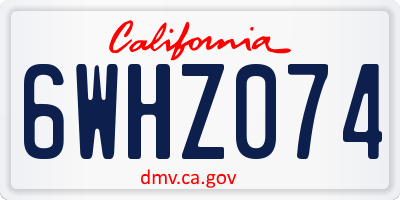 CA license plate 6WHZ074