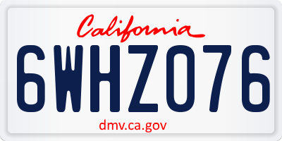CA license plate 6WHZ076