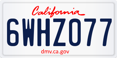 CA license plate 6WHZ077