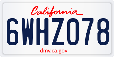 CA license plate 6WHZ078