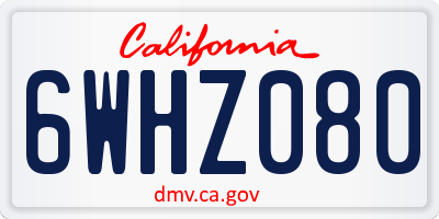 CA license plate 6WHZ080