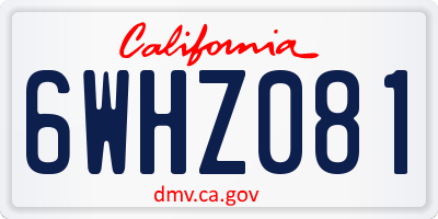 CA license plate 6WHZ081