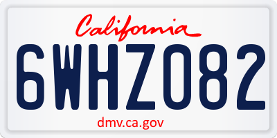 CA license plate 6WHZ082