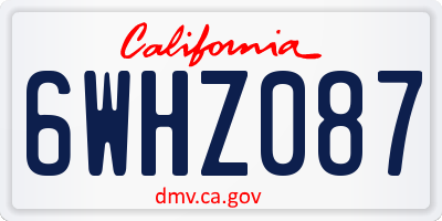 CA license plate 6WHZ087