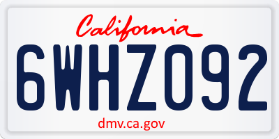 CA license plate 6WHZ092