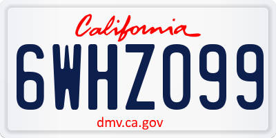 CA license plate 6WHZ099