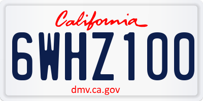 CA license plate 6WHZ100