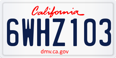 CA license plate 6WHZ103