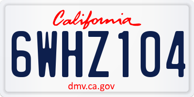 CA license plate 6WHZ104