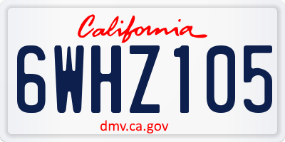 CA license plate 6WHZ105