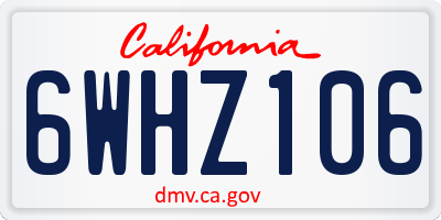 CA license plate 6WHZ106