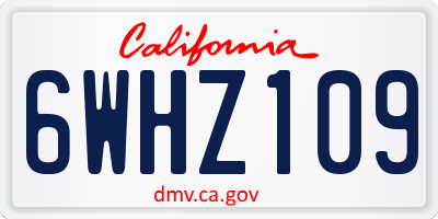 CA license plate 6WHZ109