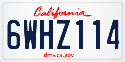 CA license plate 6WHZ114