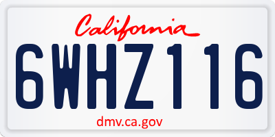CA license plate 6WHZ116