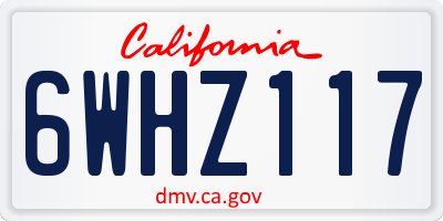CA license plate 6WHZ117