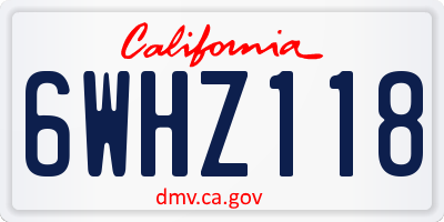 CA license plate 6WHZ118