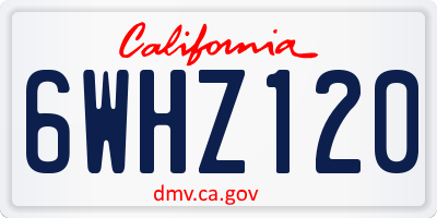 CA license plate 6WHZ120
